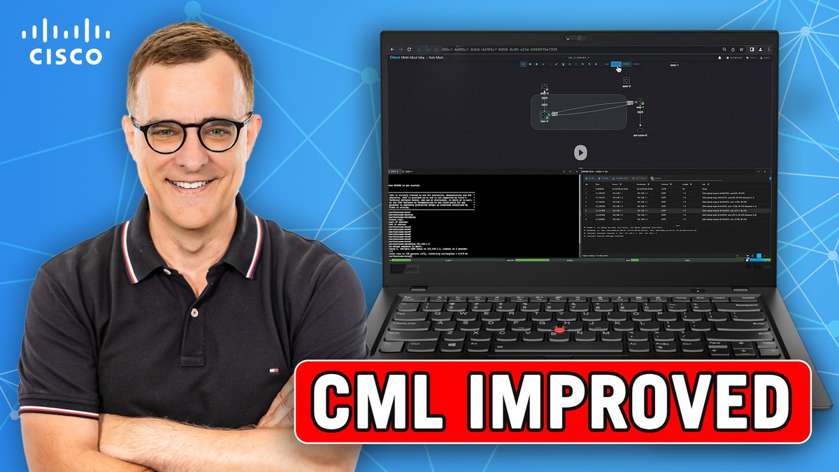David Bombal (@davidbombal) on Twitter photo CML 2.6 is looking great! 😀
YouTube video: youtu.be/Phhvv_ZZj8Y
#SponsoredbyCisco #CiscoLive #infosec #cml #ccna #ccnp #cisco #network #networking #firewall <a href="/Cisco/">Cisco</a> <a href="/CiscoLive/">CiscoLive</a> <a href="/CiscoVIRL/">Cisco Modeling Labs</a> <a href="/breakintheweb/">Breakintheweb</a> CML 2.6 is looking great! 😀
YouTube video: youtu.be/Phhvv_ZZj8Y
#SponsoredbyCisco #CiscoLive #infosec #cml #ccna #ccnp #cisco #network #networking #firewall <a href="/Cisco/">Cisco</a> <a href="/CiscoLive/">CiscoLive</a> <a href="/CiscoVIRL/">Cisco Modeling Labs</a> <a href="/breakintheweb/">Breakintheweb</a>