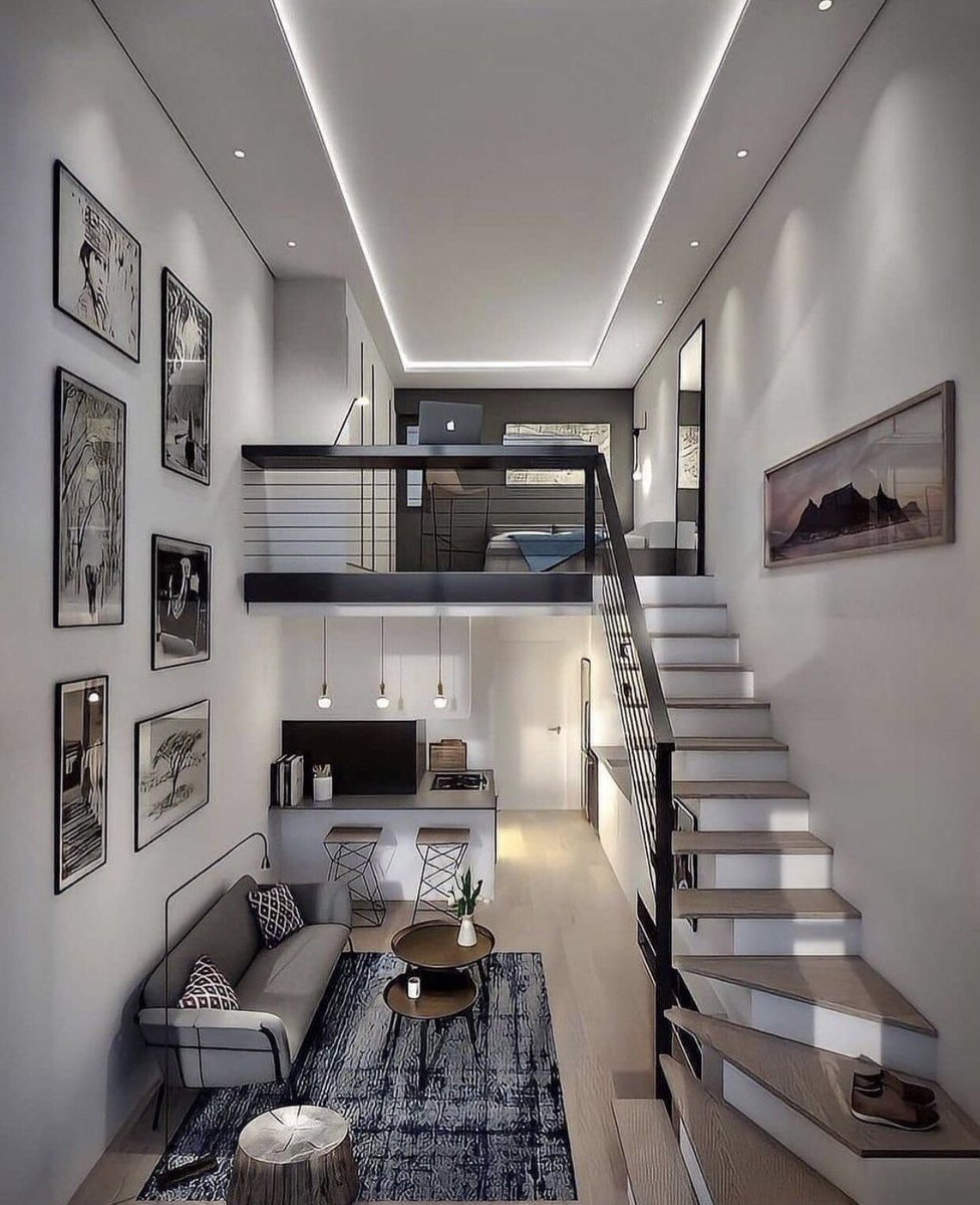 this loft apartment looks so cozy