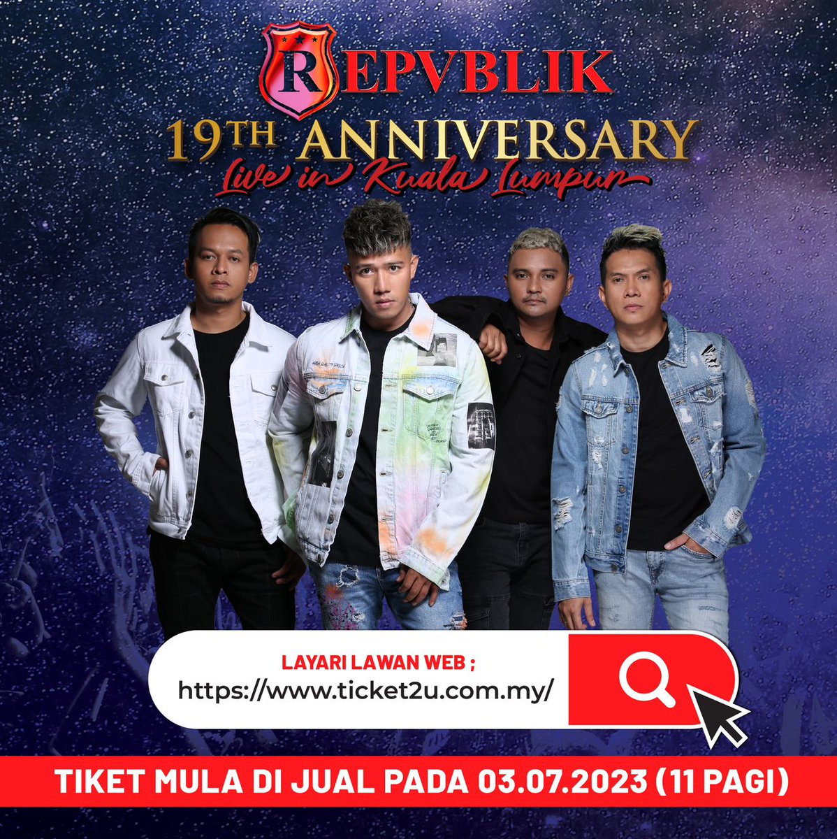 xallehrazax's tweet photo. Repvblik 19th Anniversary : Live in Kuala Lumpur
11 August 2023 β’ Zepp Kuala Lumpur
Ticket available 3 July 2023 (11AM)
π https://t.co/B7yjRR7VRU
#Repvblikan
#Repbvlik19thAnniversary
#Repvblikliveinkualalumpur
#aytiemanagement
#boomsetplanning https://t.co/P0eJLrPvP5