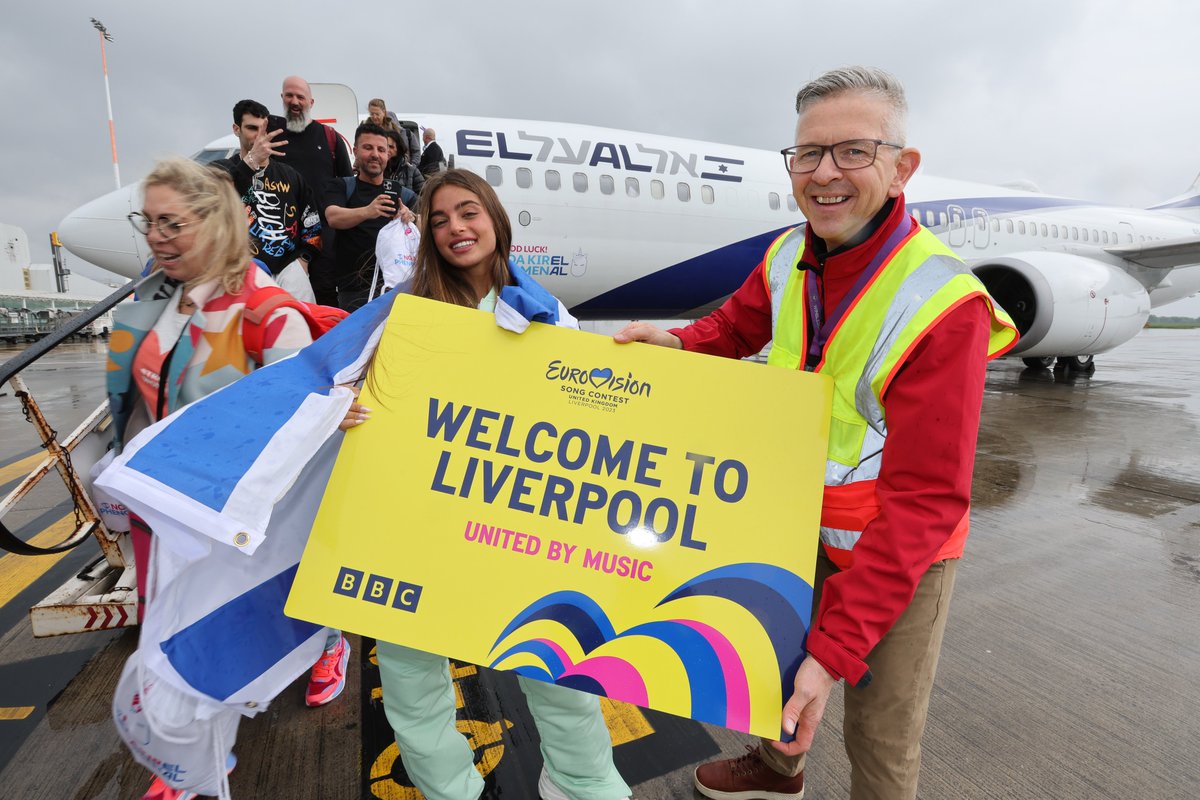 LPL_Airport's tweet photo. We welcome fans and delegates from across Europe and beyond for Eurovision 2023 – the biggest party the north of the UK has ever hosted! 🎶
Here’s Israeli contestant, Noa Kirel, shortly after landing in Liverpool on El Al, Israel’s national airline.
#LPL90 https://t.co/MCDcNRzxyp