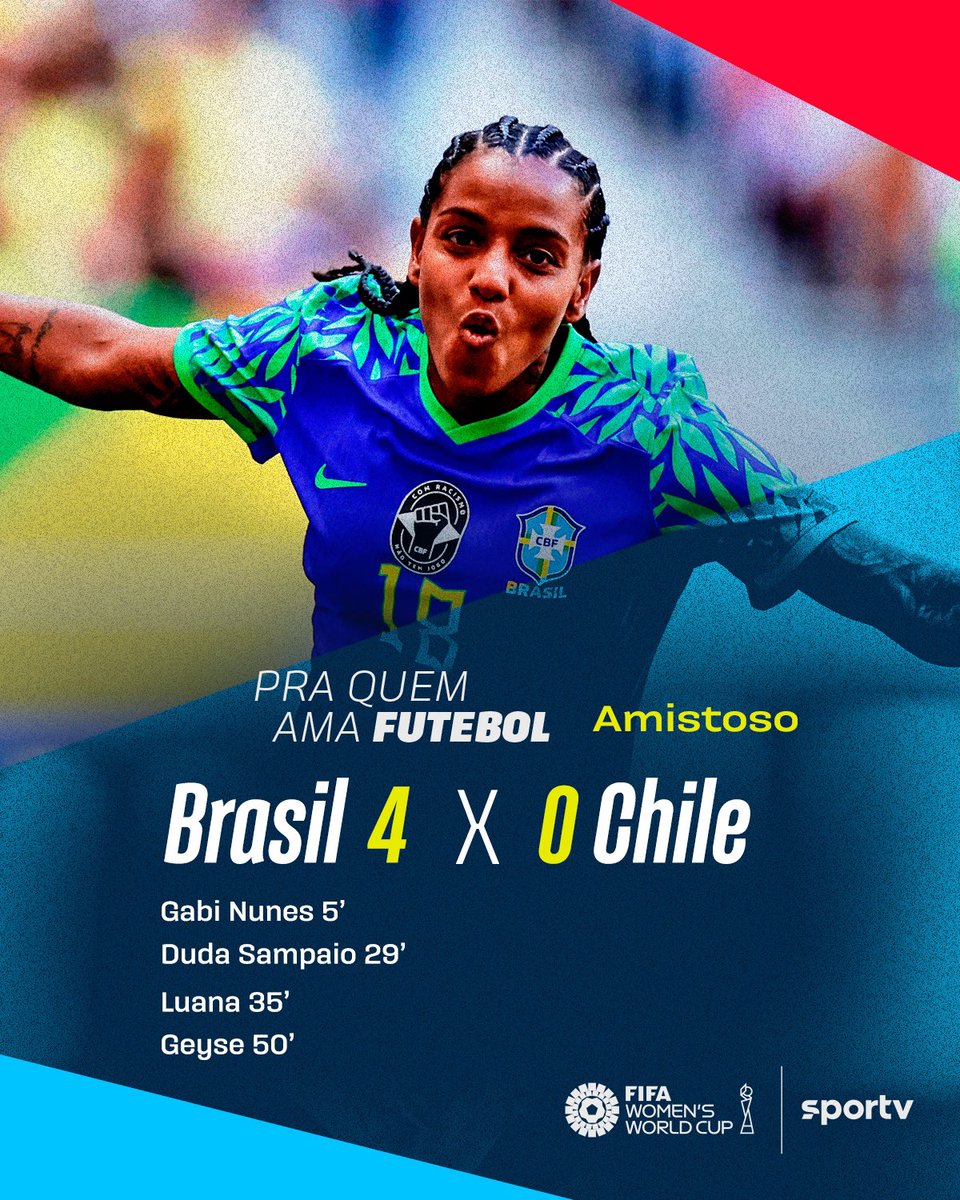 sportv's tweet photo. Será que já podemos EMPOLGAR para essa Copa do Mundo?! FOI DE GOLEADA, BRASIL! 🤩🇧🇷⚽️

#CopaDoMundoDaFifa #Brasil #Amistoso #Chile https://t.co/Jufy5QPZAx