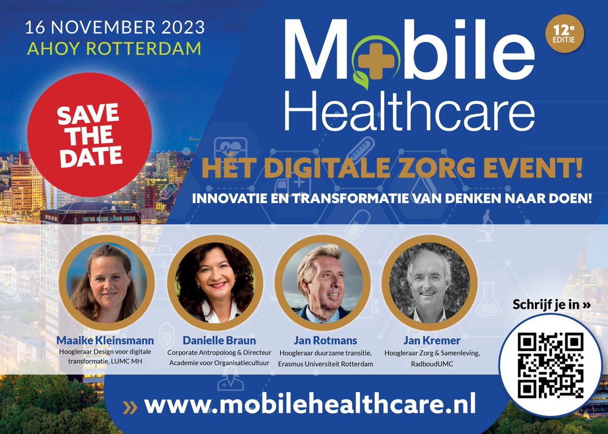 Zorg moet anders. Hoe houden we haar menselijk, lief en vol van aandacht? Het event over digitale zorg. Ik ben een van de sprekers. 16 november 2023. Ahoy Rotterdam. info: mobilehealthcareplatform.nl/congres/?utm_s…