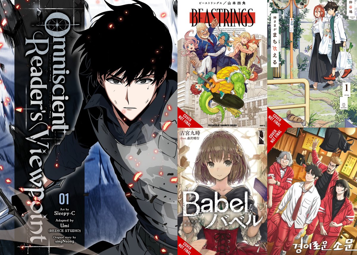 ICYMI, Yen Press announced at AX 2023 they've licensed 20 total titles:
- singNsong's Omniscient Reader’s Viewpoint comic & novel (Ize Press)
- Shikaku Yamamoto's Beastrings 
- Nio Nakatani's God Bless the Mistaken
- Kuji Furumiya's Babel
- Jang E's Uncanny Counter (Ize Press)