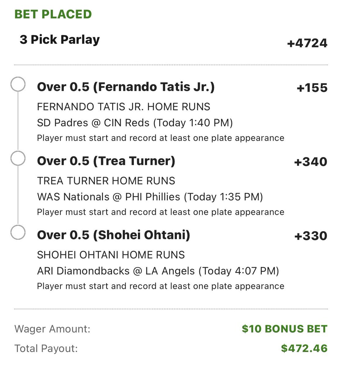WeHitThose__9's tweet photo. Dingers on a Sunday?
Had a free bet about to expire on DK, here’s what I went with.
Get the rest of my plays in @CappCollective VIP.
#GamblingTwitter #DingerProps https://t.co/qJTpzofjZL
