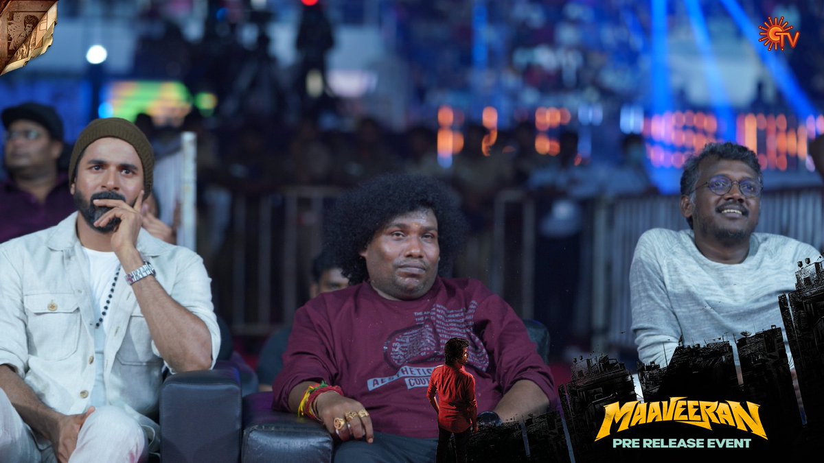 SunTV's tweet photo. Director @mari_selvaraj and @iYogiBabu from #MaaveeranPreReleaseEvent 

#SunTV #Maaveeran https://t.co/9R2MGlIOjM