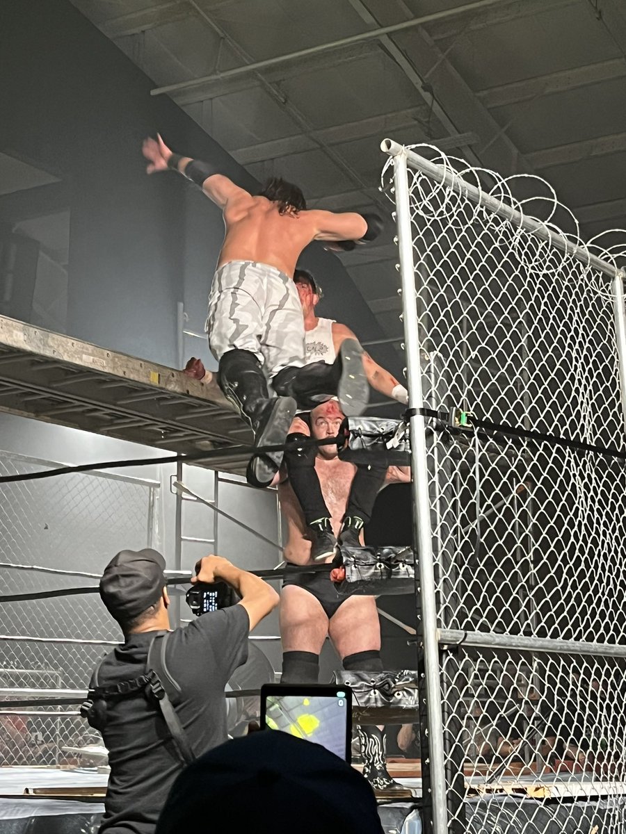 ShayHyde's tweet photo. Cage of Horrors match was absolutely brutal! These guys beat the shit out of one another! Hard fought victory for SGC - congrats Champs! #CageOfHorrors https://t.co/scqexQldYR