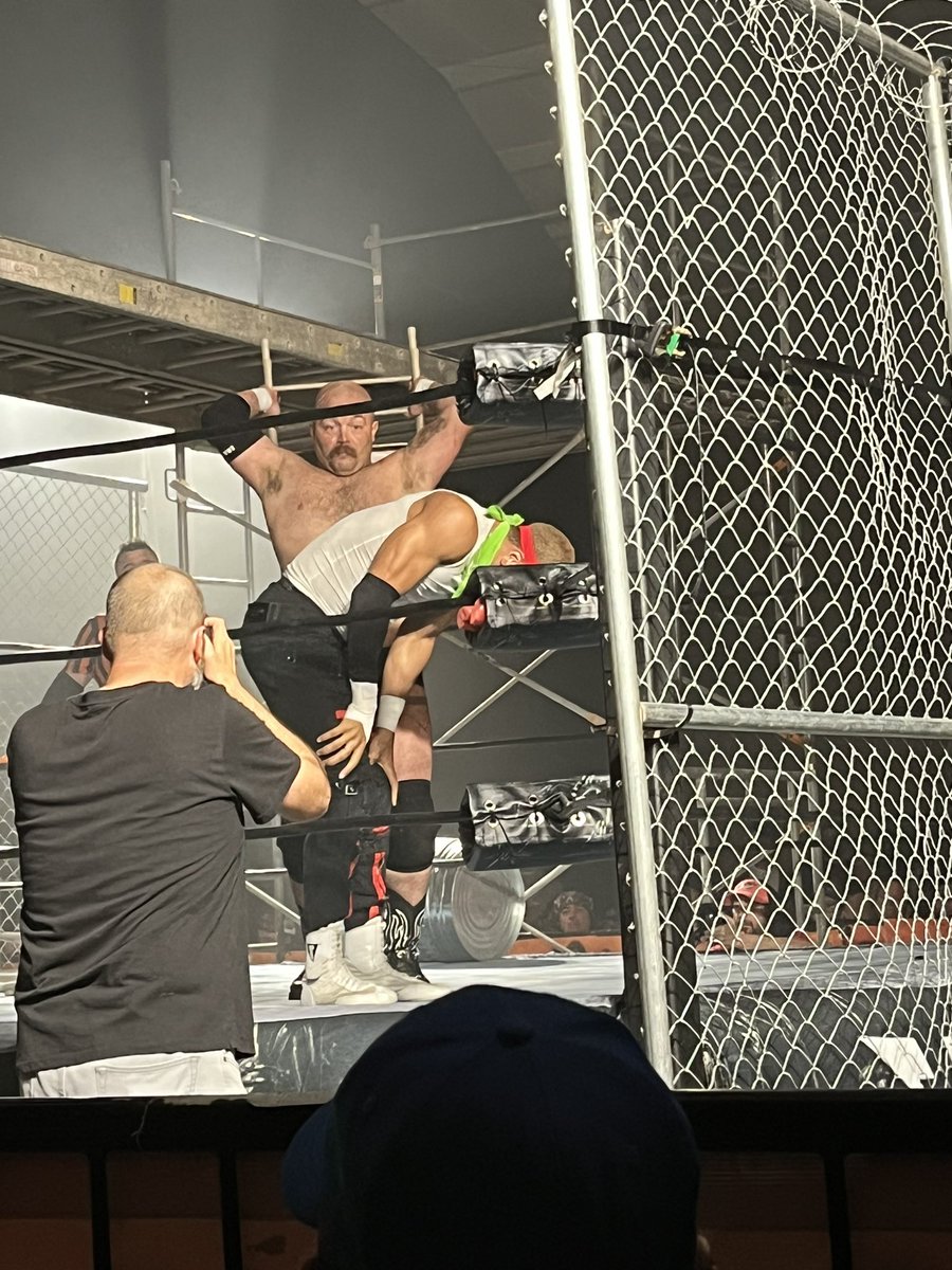 ShayHyde's tweet photo. Cage of Horrors match was absolutely brutal! These guys beat the shit out of one another! Hard fought victory for SGC - congrats Champs! #CageOfHorrors https://t.co/scqexQldYR