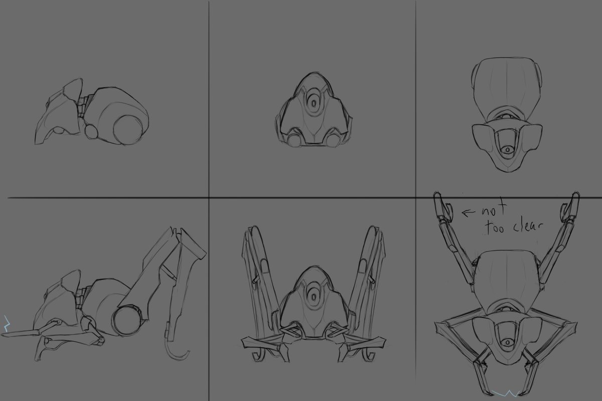 loadingbar_game's tweet photo. Our next enemy is the Jumper robot! It attacks the players by performing a wild jump! Don't get hit because you will also be stunned for a short time!

To show our process we also included the top/side/front views used for 3d modeling
#conceptart #indiegame #IndieGameDev #gamedev https://t.co/fgkE8Arx4F