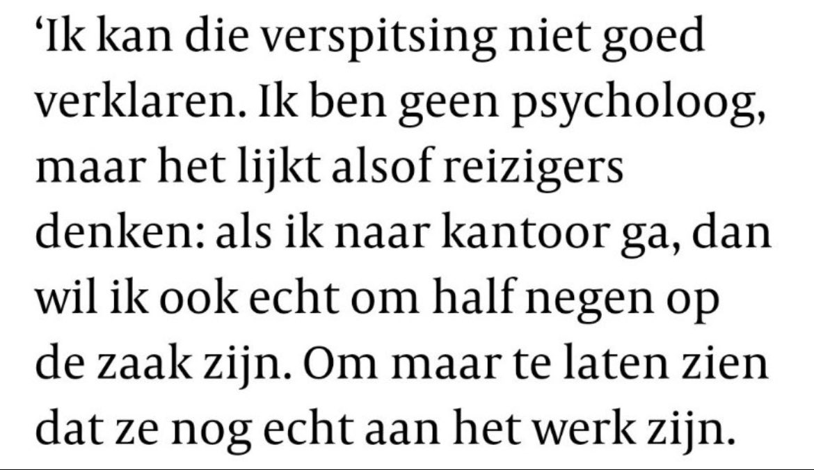 Hihi, anders komen we voortaan gewoon op werk binnenlopen wanneer we daar zin in hebben. Plan van Koolmees kan zelfs nog effectiever worden toegepast als het @NS_online personeel voortaan ook pas na de spits op de zaak verschijnt. Zo gaat dat op de werkvloer, toch @AWVN @FNV?