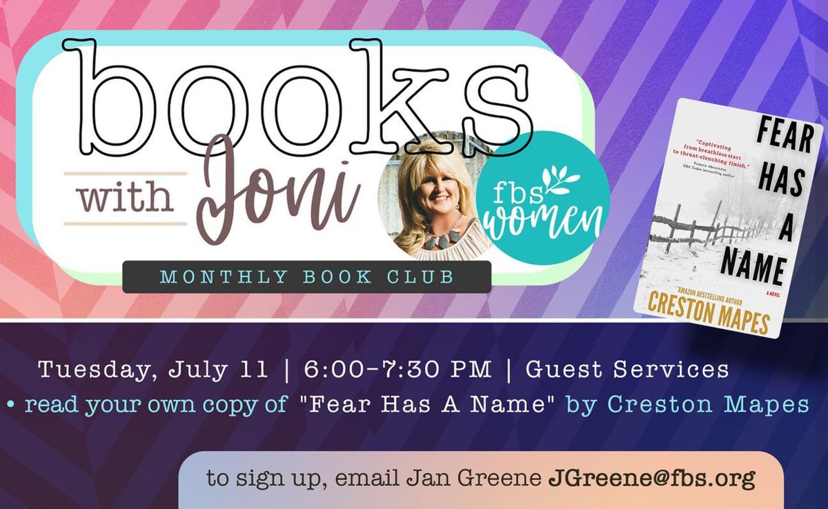 FBS Women: join us for the next Book Club night! These fun nights are full of great discussion and fellowship! Grab the book, read it and coke ready for a great night! We can’t wait to see you!