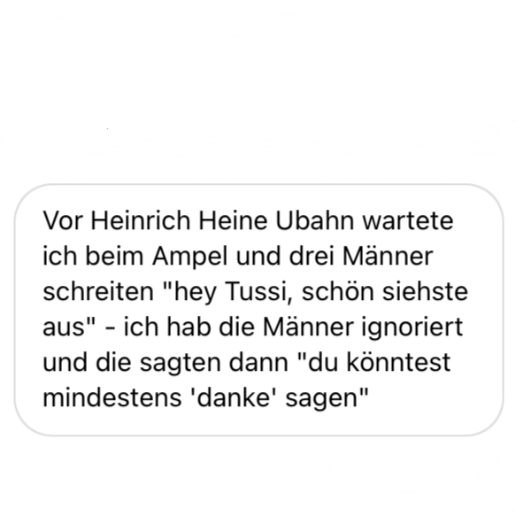 Caption auf Instagram! 

#catcallsofberlin #ankreiden #catcalling #stopptbelästigung #stopcatcalling #feminismus #chalkback #catcalls #berlin #feminism #stopstreetharassment

 instagram.com/catcallsofberl…