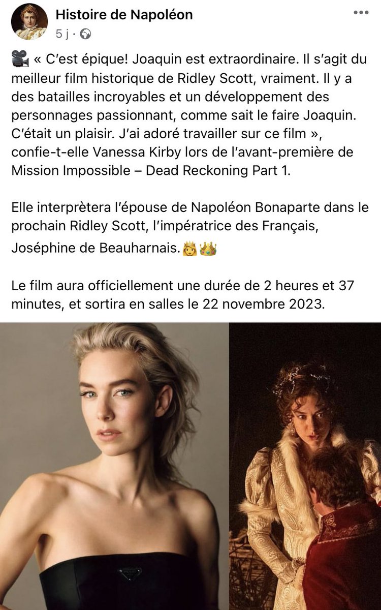 Vivement le 22 novembre !
#vanessakirby #napoleon #joaquinphoenix #ridleyscott #histoiredefrance