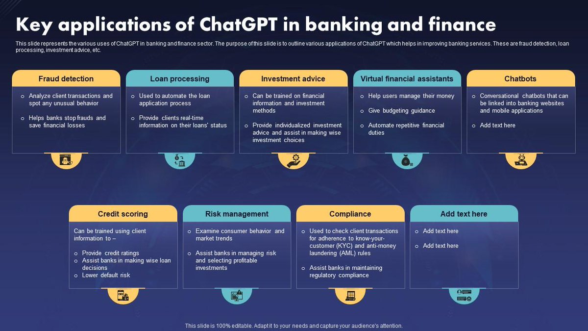 enricomolinari's tweet photo. Add your key applications of #ChatGPT in #banking...
#OpenBanking #OpenPA #cybersecurity #marketing #fintech #NFT #finserv #ChatGPT #AI #MachineLearning #Python #finserv #ML #Robotics #ehealth #Technology #Robots #IoT #DataScience #CloudComputing #Robotics #Bigdata #programming #tech #innovation #fintech
@DigitalFawad @AntonioSelas @fogle_shane @jeancayeux @aldoceccarelli @MS1MN @ChrisGGarrod @sonu_monika @chidambara09 @PDH_Metaverse @tlloydjones @danfiehn @MaiaGabunia @HakomTimeSeries @MargaretSiegien @PawlowskiMario @Sharleneisenia @smaksked @LavaletteAstrid @arlenenewbigg @RosyCoaching @mdrechsler @sim010101 @pierrepinna @pierrecappelli @pchamard @thierry_pires @vanivina9 @amalmerzouk @NewsNeus @enricomolinari @KanezaDiane @mary_gambara @drsharwood @Sharleneisenia @1OFFGINGER @andresvilarino @mdrechsler @fernandolofrano @gvalan @HeinzVHoenen