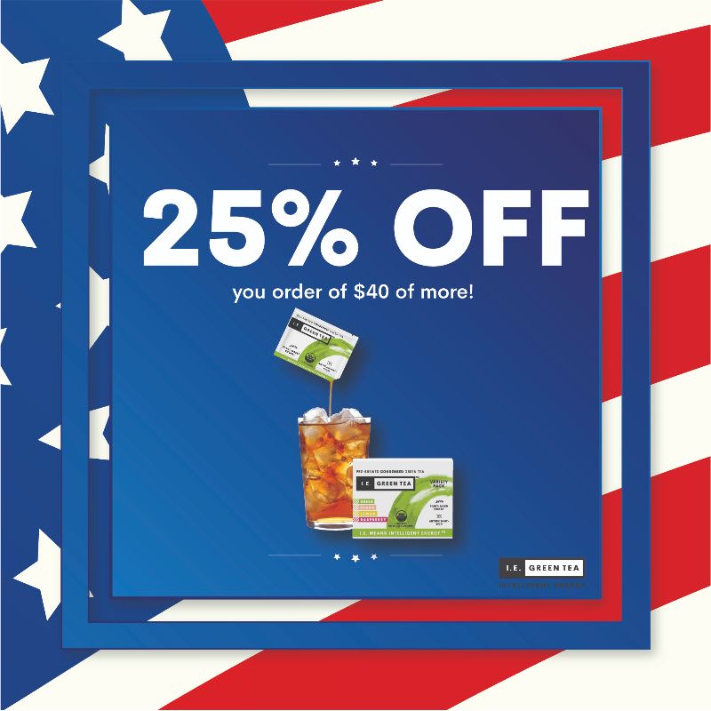 iegreentea's tweet photo. 🇺🇸 IE Green Tea’s 4th of July Sale is on! - Use code FOURTH25 for 25% off your order at I.E. Green Tea. or click here: https://t.co/vIbcEd01nX https://t.co/4mdBUkc5bD