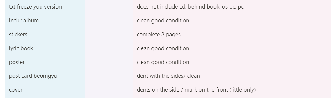 fleurycart's tweet photo. conditions of the album and inclusions! can send pics and videos sa dm <3 https://t.co/CNEDrmqddu