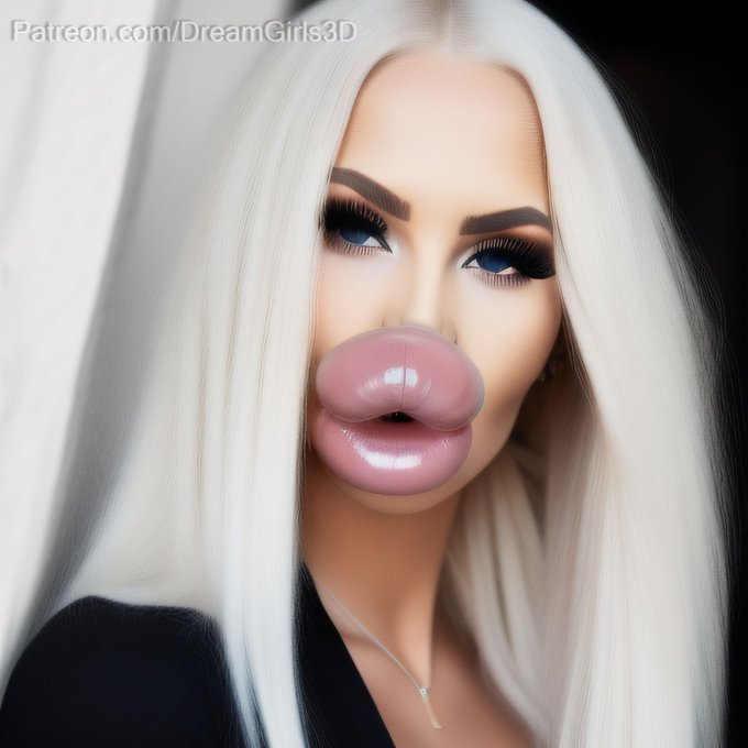 Platinum blonde model with enhanced lips  💗 RT to support the huge lips movement 🔥 More on https://t