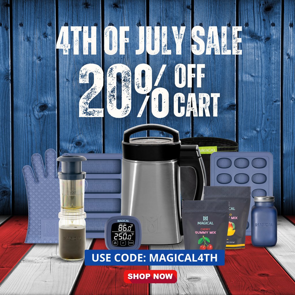 MagicalButter's tweet photo. Happy 4th of July! 💥 Celebrate with us and enjoy a magical 20% off your cart! Use code: Magical4th.

https://t.co/79SPTPLVsb

#homemade #fromscratch #magicalbutter #magical #makebetterbutter #madewithmagical #makeitmagical #cookingwithherbs #easyrecipe #viral #foodie #cooking https://t.co/Jozpykh41L
