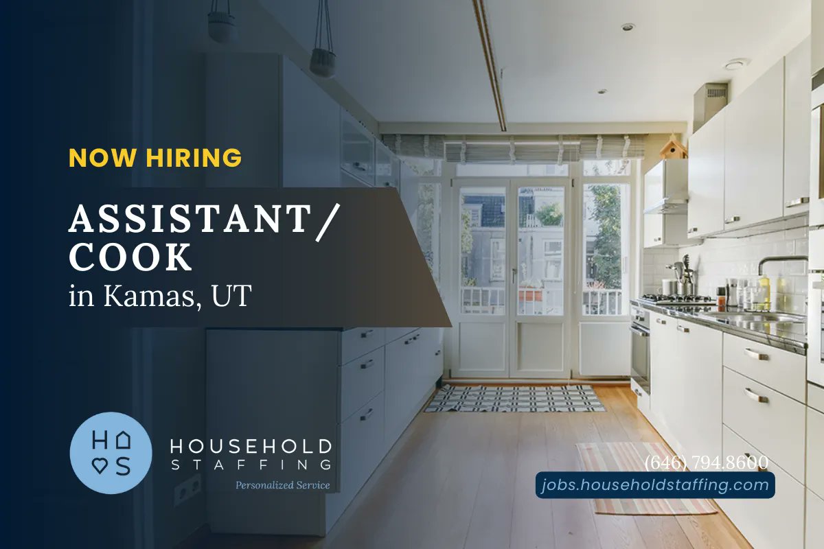 hh_staff's tweet image. HIRING: Assistant/Cook at Kamas, UT

A visionary entrepreneur living in Kamas, Utah is looking to hire a Live-In Assistant who is a great cook and doesn't mind traveling.

Click for more details: jobs.householdstaffing.com/job/16217130/

#CookJob
#FamilyAssistant
#JobSearch
#NowHiring