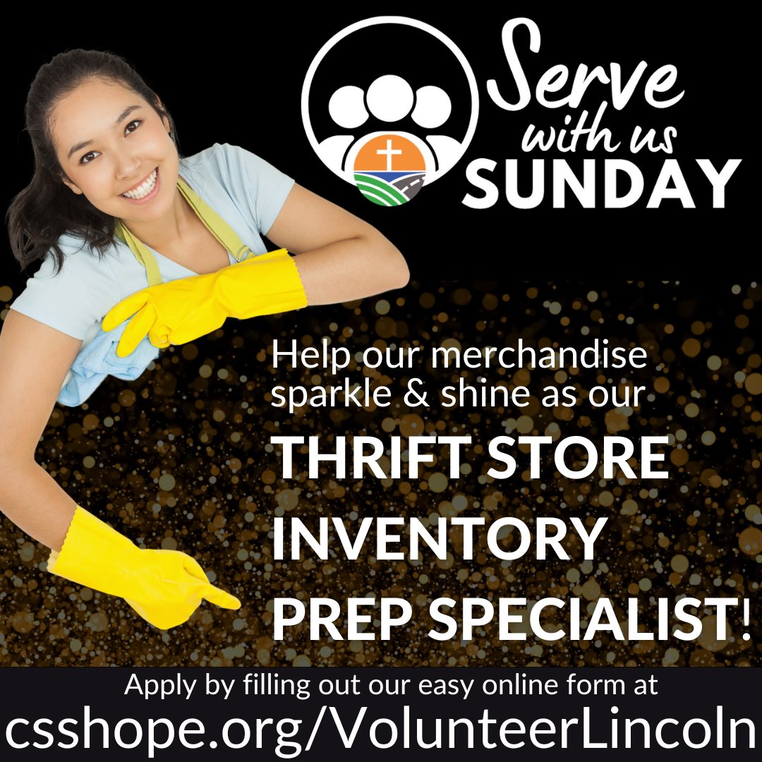 CSSHopeGoodLife's tweet photo. 🕵️Today's #ServewithusSunday spotlight highlights our search for someone to help us get our shine on ✨as an Inventory Prep Specialist! If you want to get your clean freak on for a good cause, start your journey at https://t.co/BaaPGOkao2. https://t.co/7jDbn30Hh1