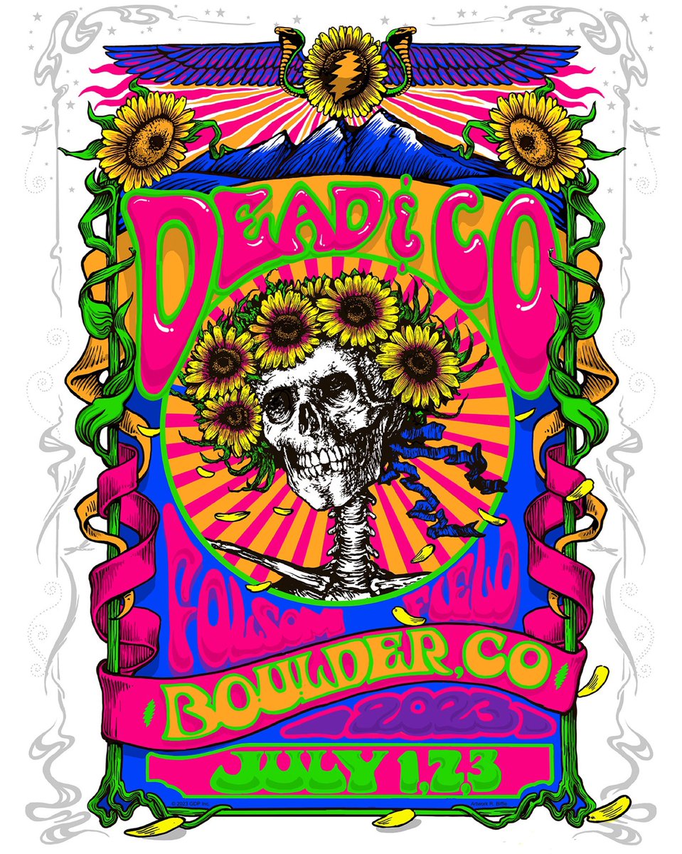 deadandcompany's tweet photo. Night 2 in boulder starts shortly…🌻🌈 Get here early as the lines may be long. Doors: 5pm MST / Showtime: 6:30pm MST. Live show will be available at https://t.co/BTNKOgLO8d.

🎨: Richard Biffle #DeadandCoFinalTour https://t.co/9h7fYmUrCp