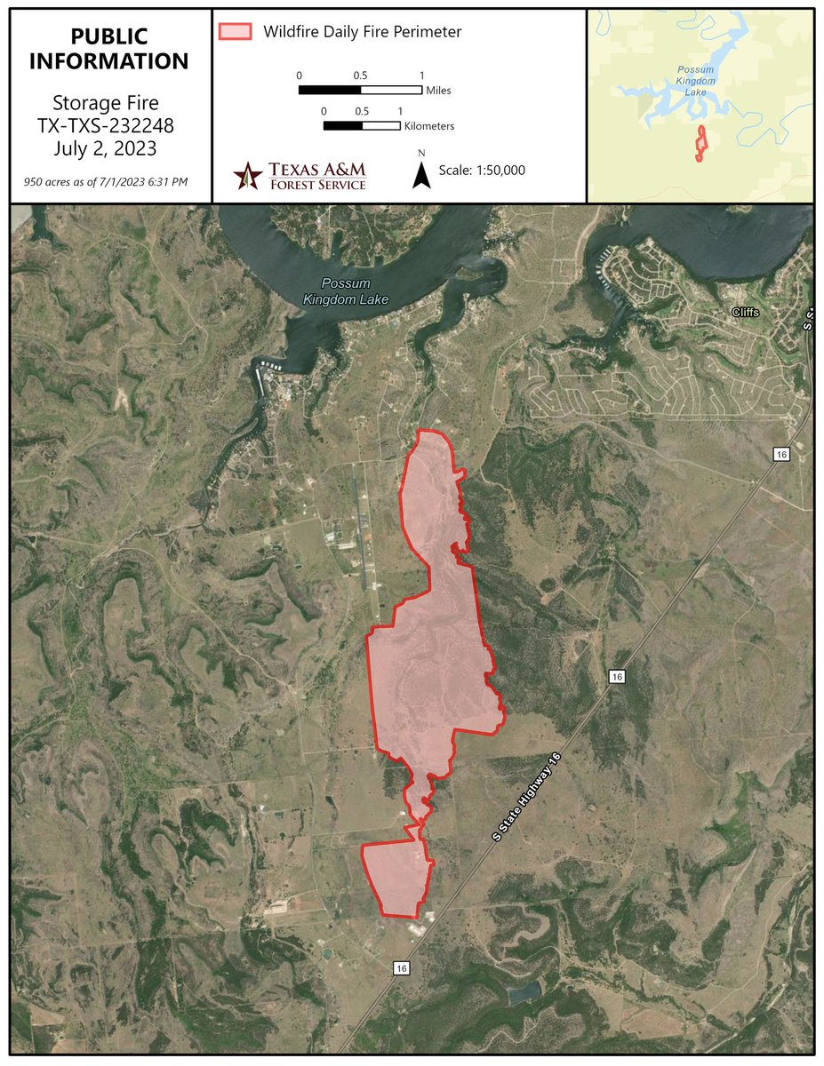 AllHazardsTFS's tweet photo. Update: the #StorageFire in Palo Pinto County remains an estimated 950 acres and 85% contained. Today, crews are patrolling the fire area, checking hotspots and mitigating any issues that may pose a threat to containment. #txfire https://t.co/yBKIDDU5TN