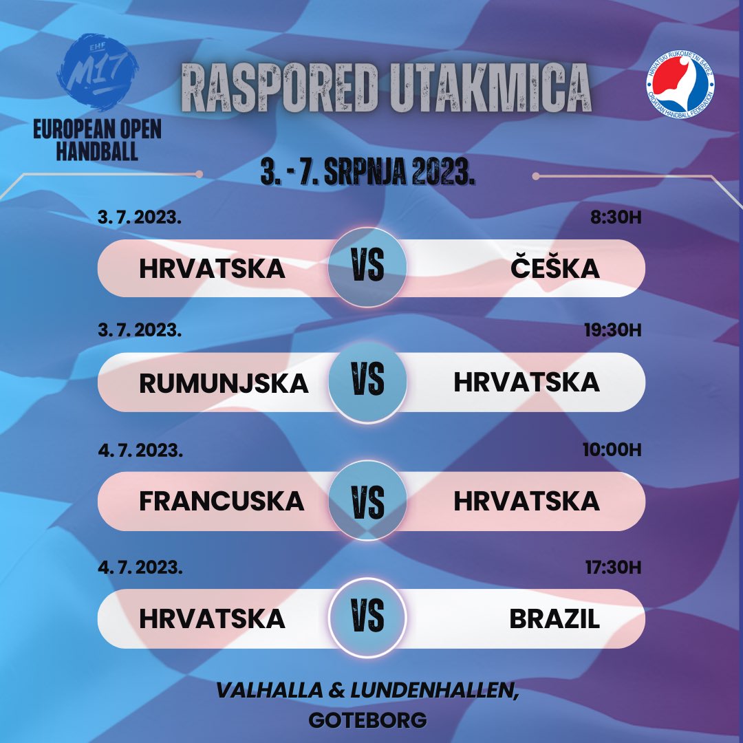 HRS_CHF's tweet photo. 🇭🇷 | 𝐊𝐚𝐝𝐞𝐭𝐢

Nastavljamo dalje s natjecanjima #crohandball mlađih selekcija 🗺️

U Švedsku su stigli naši zlatni mladići koji će od ponedjeljka do petka igrati otvoreno Europsko prvenstvo - EHF EUROPEAN OPEN 🔽

https://t.co/jE6n5KaIte 👀

Sretno! 🇭🇷❤️ https://t.co/unIpmvoBzr