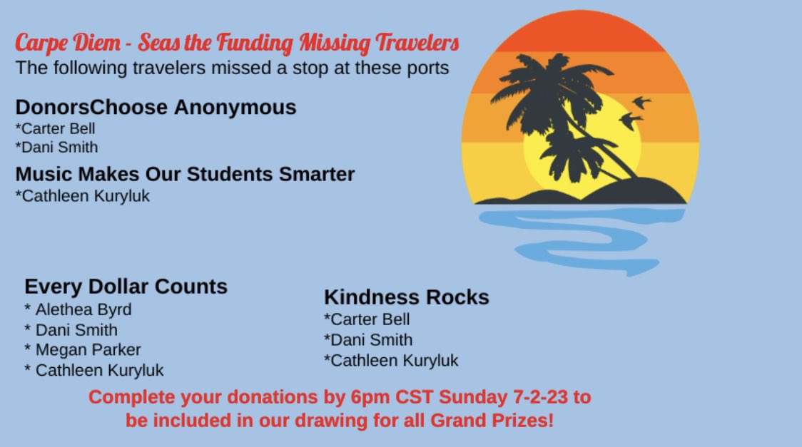 KrocksPage's tweet photo. We are so thankful for all our travelers that joined us during our #SeastheFunding multi-page journey! We have a travelers that have missed a few stops. If you would like to catch up to qualify for our Grand Prize drawing, please do so by 6:00pm CST! Thank you! 🛳️💦🍹🦆🎵 https://t.co/yqlLe3cZzW