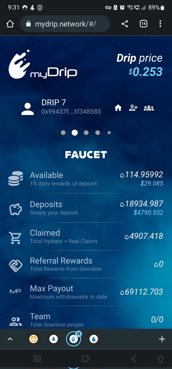 CuriousKiwi23's tweet photo. Good Monday Morning Crypto Fam!

My max faucet is building, ready to claim and max out my second highest faucet!

I will have two concurrent max wallets! 🚀

My two MAXXED faucets will max my third, all three will make a 4th 🚀

Ya boy is a #DRIPMAXI bring on DDD, this week? 👀 https://t.co/ac8phOhG4p