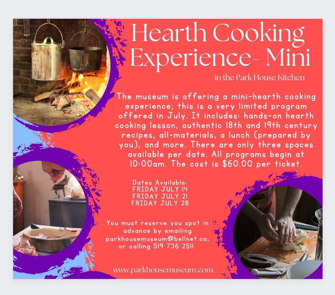 Hearth cooking experiences are back this month with a condensed mini-menu, lighter fee, and same great quality.

#windsoressex #amherstburg #historyrocks