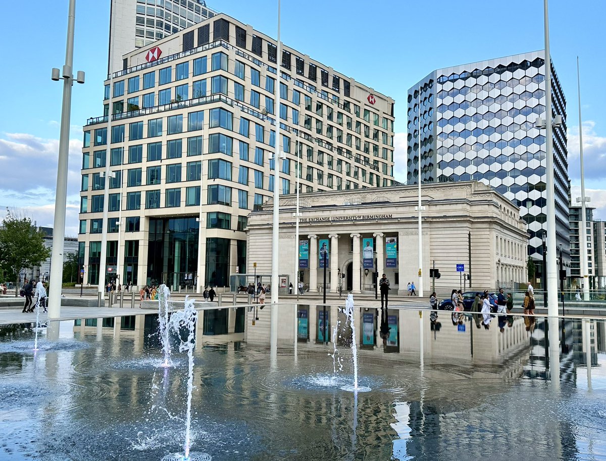 The university of Birmingham exchange building looked spectacular last evening in the reflection pool at centenary square <a href="/unibirmingham/">Uni of Birmingham</a> <a href="/IcgsUob/">Cancer and Genomic Sciences</a> <a href="/UOBChina/">China Institute</a>