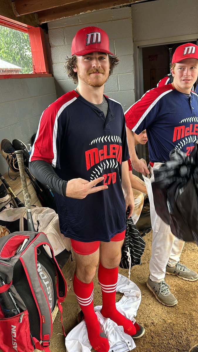 Mcleanpost270's tweet photo. Rain can’t stop us, and revenge is so so sweet. Alexandria didn’t want any smoke and the new jerseys made their pitchers decide to not throw us any strikes all game. Shoutout to their shortstop for helping us win the game today 🤩 https://t.co/pov5gYsXaj