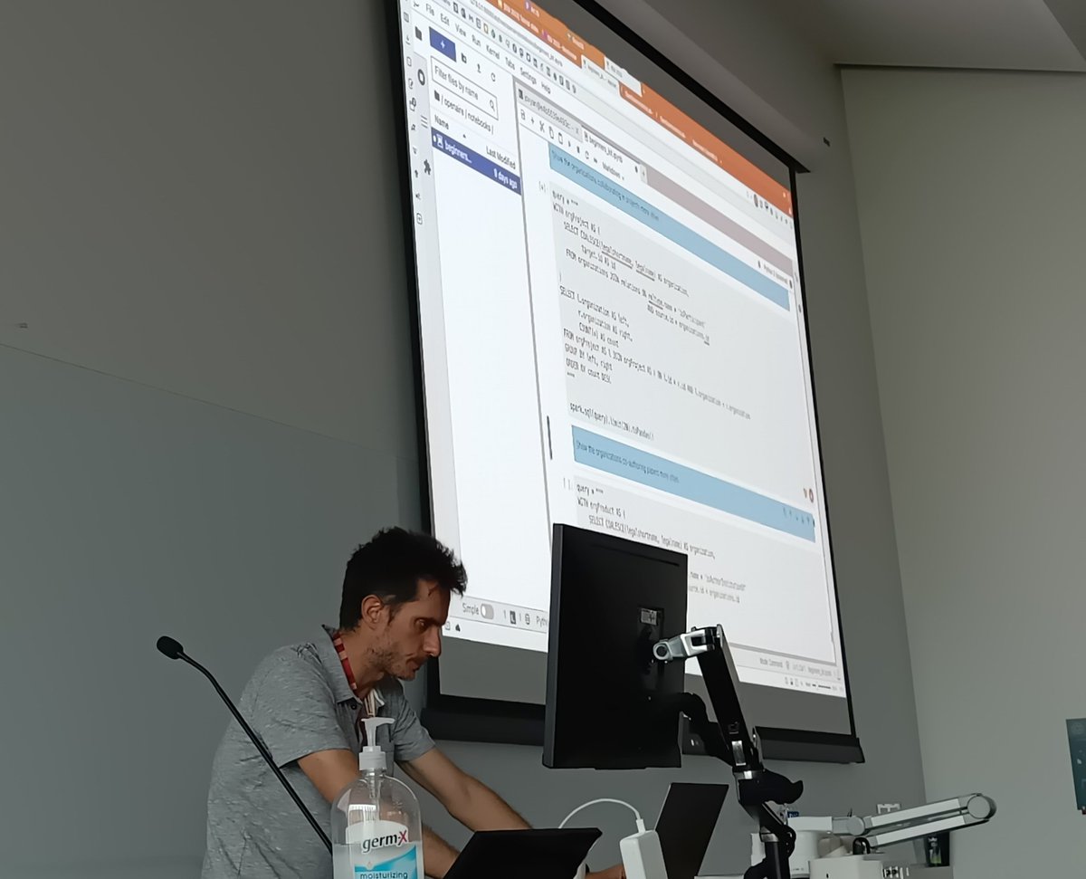 vergoulis's tweet image. Using the #OpenAIREGraph in practice: @andremanno on the decks demonstrating how to query the graph to get interesting insights for #scientometrics during the hands-on session of the #issi2023 workshop on open scientometrics leveraging open science graphs. @OpenAIRE_eu