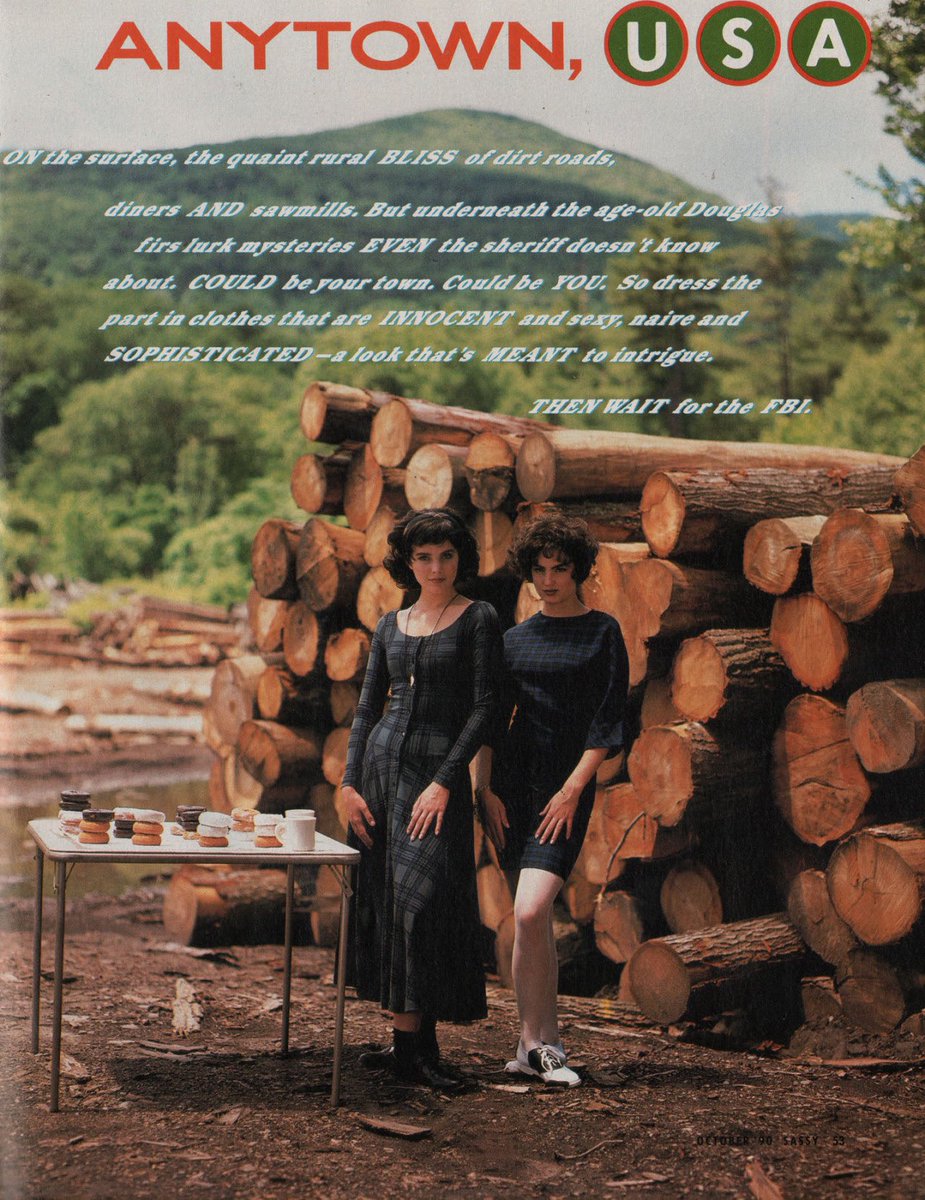 “anytown, USA,” the twin peaks inspired fashion spread from sassy magazine, october 1990