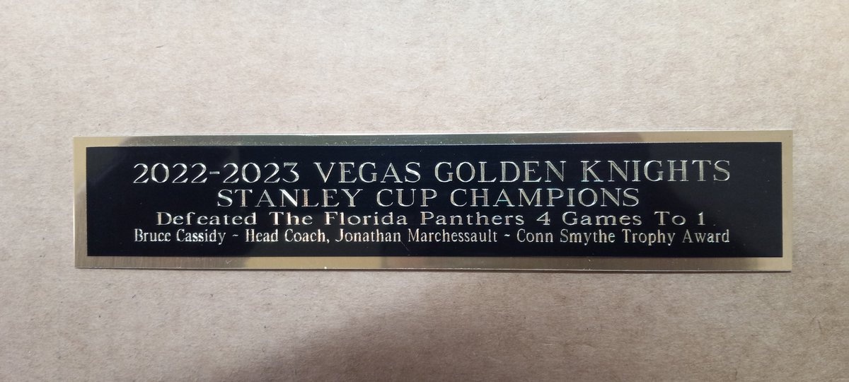 Congratulations to the #vegasgoldenknights on their 2023 #stanleycup Championship. Nameplate are ready to ship for all of your #signedmemorabilia jerseys and photos. See them all at ebay.com/str/bobbyshang… #NHL #hockey #SIGNEDJERSEYS