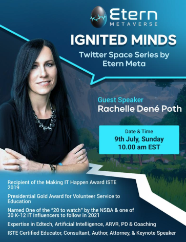 Excited to join <a href="/EternMeta/">Etern (Metaverse)</a> for the Ignited Minds Twitter Space Series!
Join in as they bring together thought- leaders in diverse industries including Edutainment, Tech &amp; more to deep dive into discussions about Web3 and Metaverse 🚀