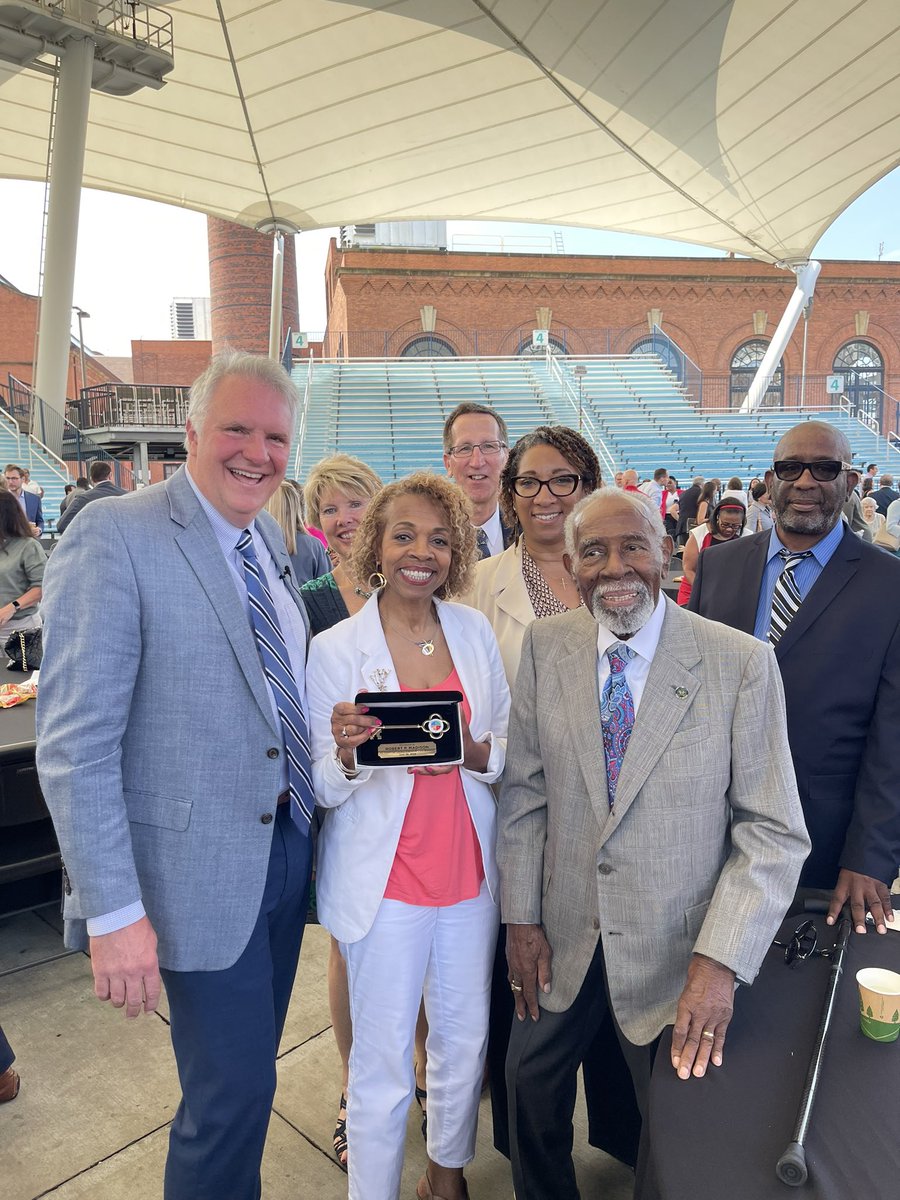 chrisronayne's tweet photo. It was my honor to present Robert P. Madison the first Key to the County @ my first State of the County Address this week. Mr. Madison is a legend in our midst. WWII 💜, Buffalo Soldiers Captain, 1st African American Registered Architect in Ohio. Mr. Madison turns 100 this month. https://t.co/aLg5oW6GuI