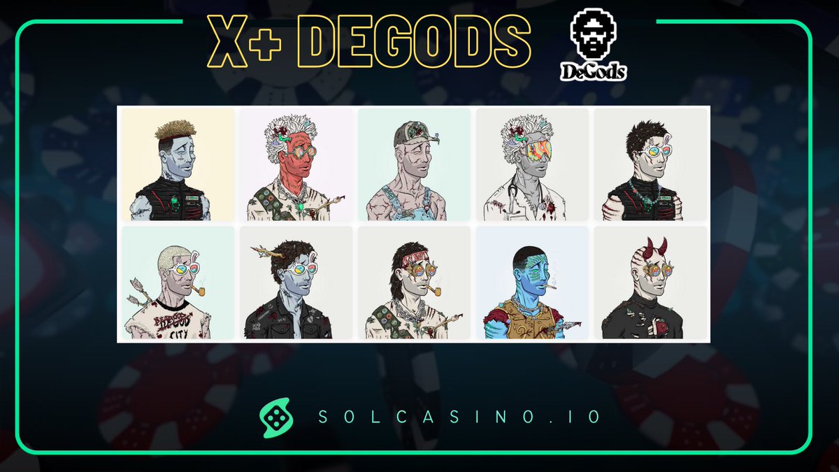 Builders support builders 🛠️ We’re pleased to announce that Solcasino has acquired 10 DeGods to support @frankdegods and the upcoming DeGods Season III. What do you think we’ll do with the loot?
