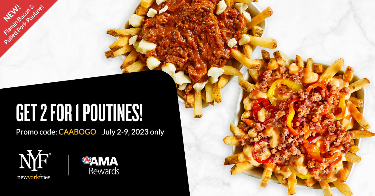 AMAcommunity's tweet photo. Don't stop celebrating all things Canada this week. Get two poutines for the price of one from @NewYorkFries until July 9. #AMARewards https://t.co/PE3pig0tfZ https://t.co/uF8Ihvm8MA