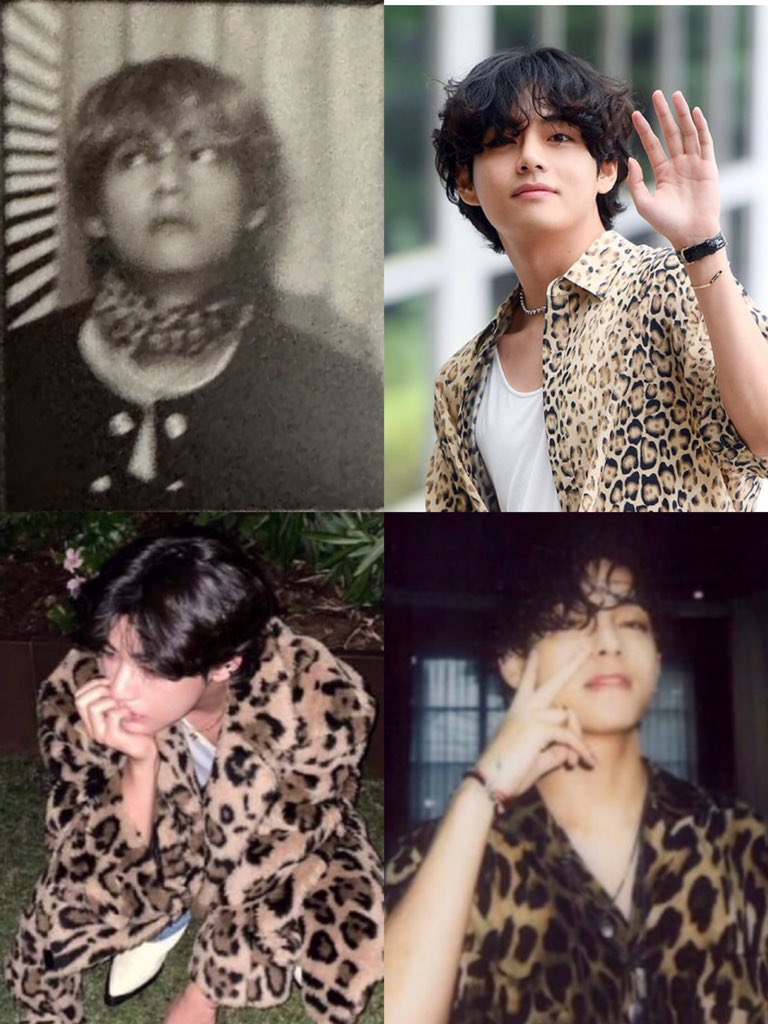 vanteficient's tweet photo. taehyung and his love for the leopard print https://t.co/50Yj2Lzn52