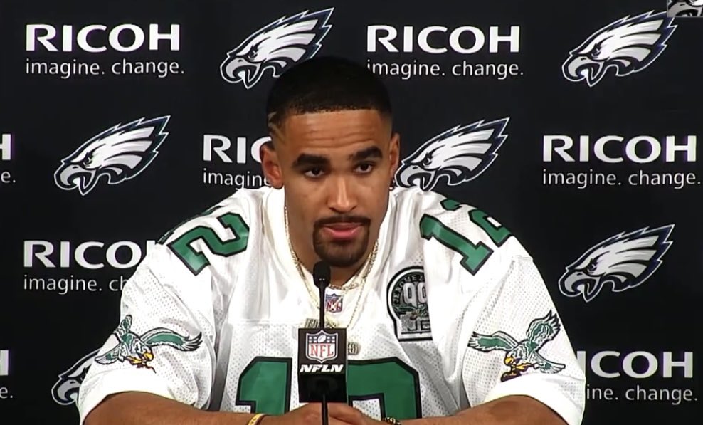 DavidNeiszPHL's tweet photo. "I really respect this young man to the utmost, I'm a big fan of his.
I truly believe in him, I think that he's more talented than I was
I listen &amp; I only hear him say things that are wisdom
I like everything about this young man"
~Randall Cunningham regarding Jalen Hurts
@Eagles https://t.co/mubR8LwQVa