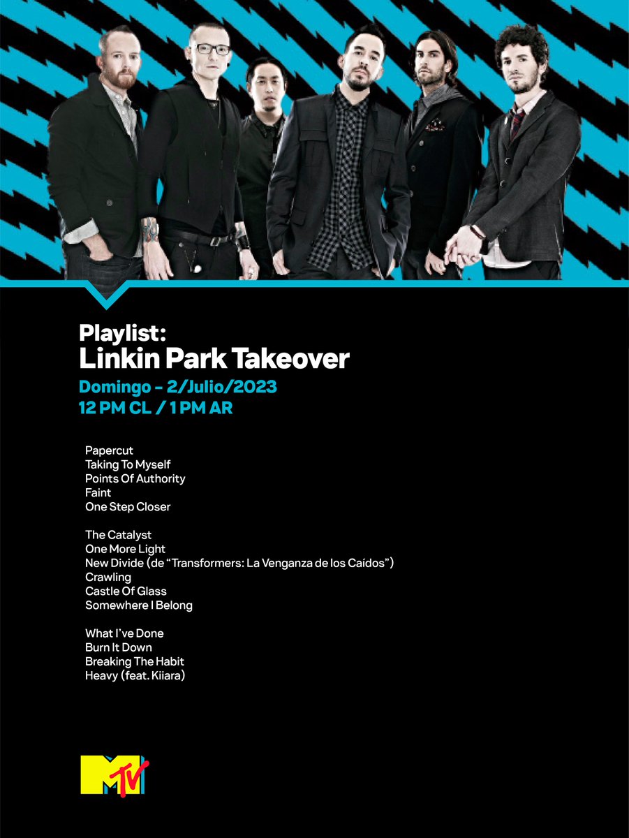 manucarrera_m's tweet photo. Esto fue lo que sonó en "Playlist MTV" (2/Julio/2023):
-@GreenDay Takeover
-@linkinpark Takeover
@MTVSur #MTVPlaylist #MTVMúsica #MTVRocks
#GreenDayEnMTV #LinkinParkEnMTV
#GreenDay #LinkinPark https://t.co/5V8o0H2cuN