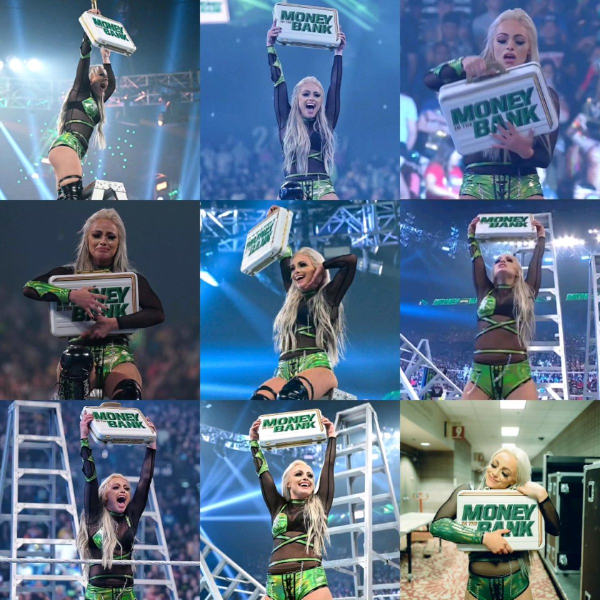 LikeableLIV's tweet photo. ON THIS SPECIAL DAY 1 YEAR AGO, LIV Morgan's wish came TRUE! 🥹😭🥇💸🖤💚✨💫
@YaOnlyLivvOnce ✨💫

#LIVMorgan #ThatNightInVegas #LIVInTheBank #MITB #OnThisDay2022 #NationalLIVMorganDay #KeepWatchingHer https://t.co/W5dmd3btpi