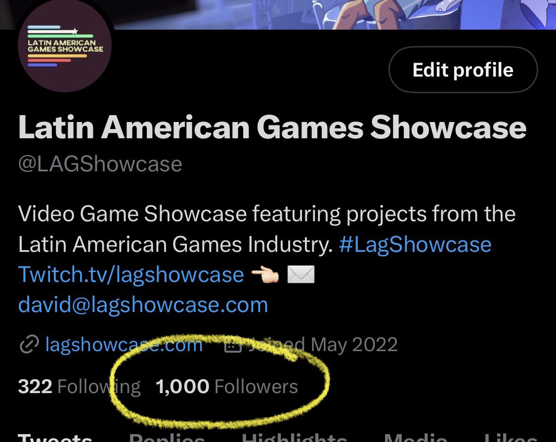 LAGShowcase's tweet photo. Thank you all our first 1,000!

We want to keep spreading our reach and impact so your support is very much appreciated! 
———•
Gracias por nuestros primeros 1,000!

Queremos seguir expandiendo nuestro alcance e impacto asi que valoramos mucho todo su apoyo! https://t.co/8cg97DOviw