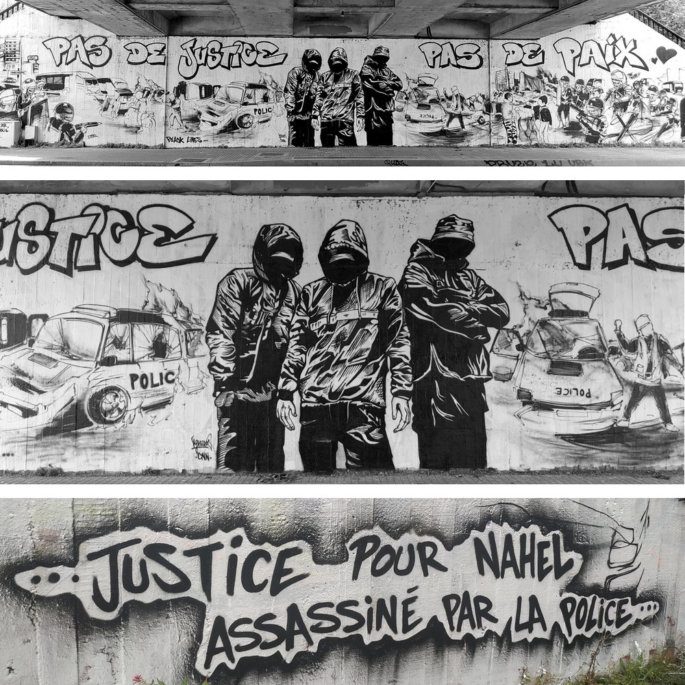 💥 NANTES : FRESQUE GÉANTE CONTRE LES VIOLENCES D’ÉTAT

Alors que la France s'embrase contre les crimes policiers, une fresque de plusieurs dizaines de mètres de long est apparue à #Nantes.
