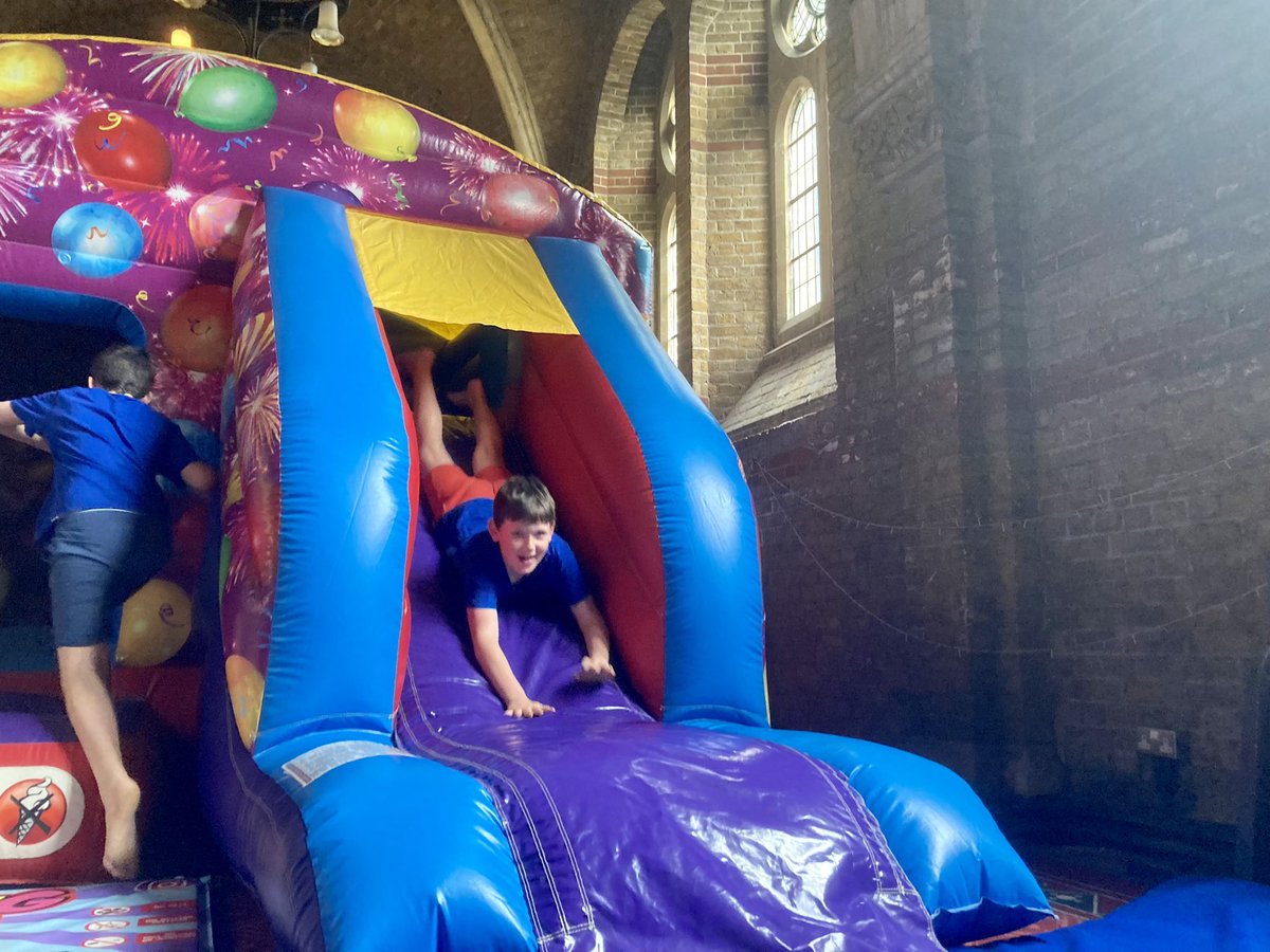 bexchapman3boys's tweet photo. And on to @StPetersVxhall @SouthwarkCofE to celebrate St Peter’s Day with a longer service followed by amazing roast lunch

…and yes a bouncy castle *inside* the church https://t.co/QbYYSn18ab
