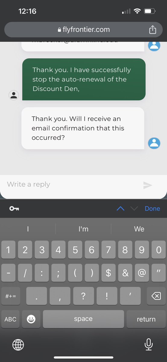 BreckerMaggie's tweet photo. @FlyFrontier I have now canceled auto-renew three times. If I get charged again I’m suing. This simply must be illegal. https://t.co/jWdlWJm6fe
