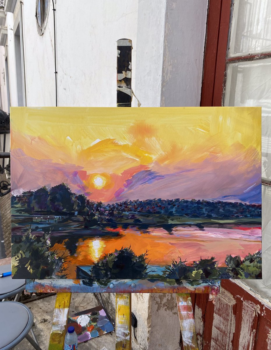 Si compartes me ayuda mucho 🤗 estos días he pintado este atardecer desde Proserpina