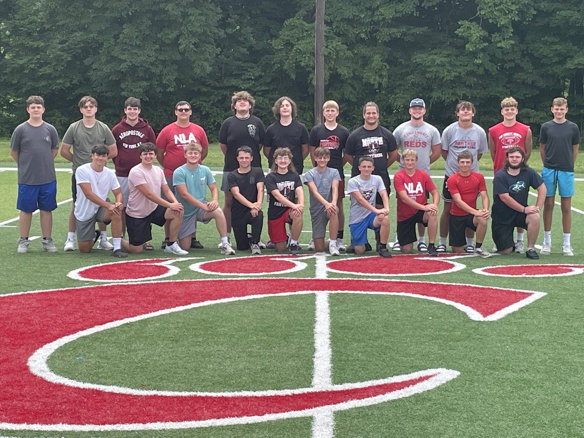 TCNFootball's tweet photo. Last day at camp what great work for the 23-24 Tri-County North Panthers!!! 3 hard working days. Thank you to Camp Higher Ground for hosting us!!! @TCN_Athletics @Logan_flory5 @Colten_Van28 @Loback_11 @BraydenDawson7 https://t.co/qATICi904E