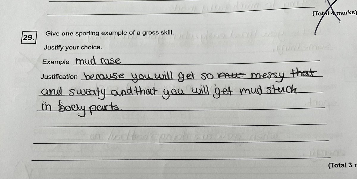 Standardising year 10 mock papers. A mud race is defo a gross skill… 🤣🫣