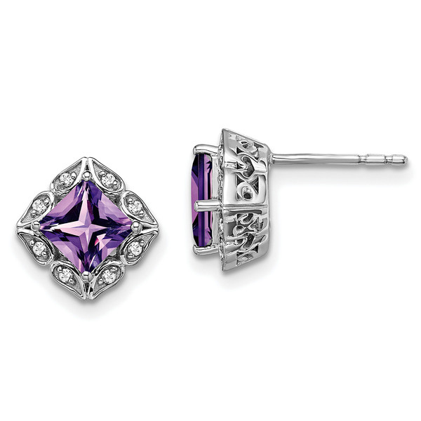 Princess-Cut Amethyst Diamond Halo Stud Earrings 14k White Gold 
$440.00
#gemstoneearrings #amethystearrings 
➤ jewelrypoint.com/princess-cut-a…